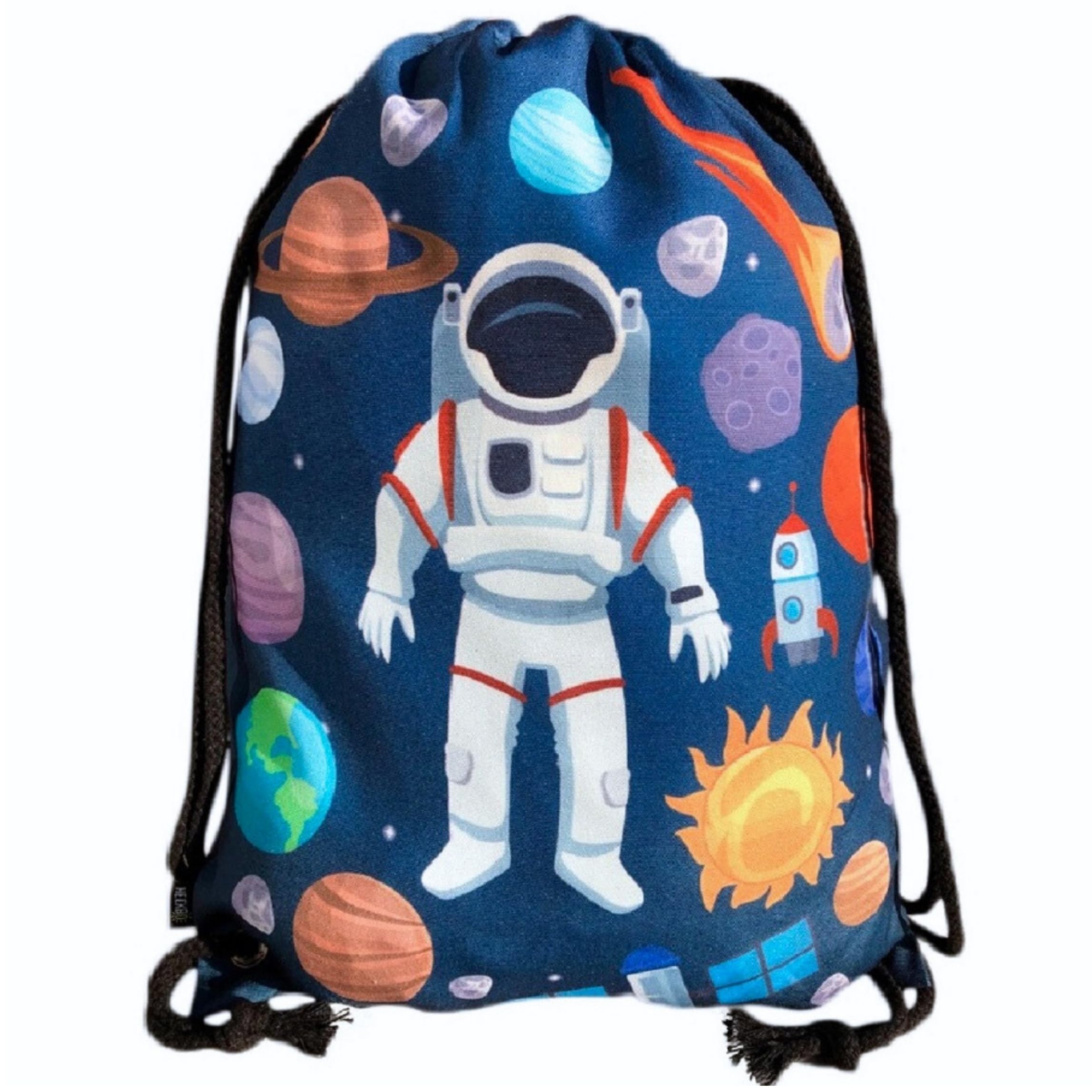 HECKBO kids astronaut space gym drawstring bag - 40x32cm - 12.6" x 15.8" - string bag - kindergarten daycare crèche school football - children kids girl boy backpack, sports bag