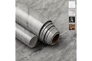 VERY BERRY STICKER Marble Peel and Stick Wallpaper (24" x 78.7", High-Gloss, Deep Gray) Self-Adhesive Renter Friendly Contact Paper Removable Waterproof Vinyl Faux Granite Décor for Furniture Upcycling