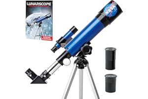 NASA Lunar Telescope for Kids – 90x Magnification, Includes Two Eyepieces, Tabletop Tripod, and Finder Scope- Kids Telescope 