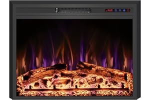 Rodalflame 28" Width Electric Fireplace Inserts with Adjustable Flame Colors, Fireplace Heater with Touch Screen & Remote Control, Recessed in Wall, 750/1500W, Timer