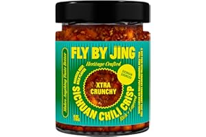 FLYBYJING Xtra Crunchy Sichuan Chili Crisp: Spicy, Tingly, Savory, Vegan, Nut-Free, Sugar Free Premium Chili Crunch - Good on Noodles, Proteins, Veggies and Everything, 6oz (Pack of 1)