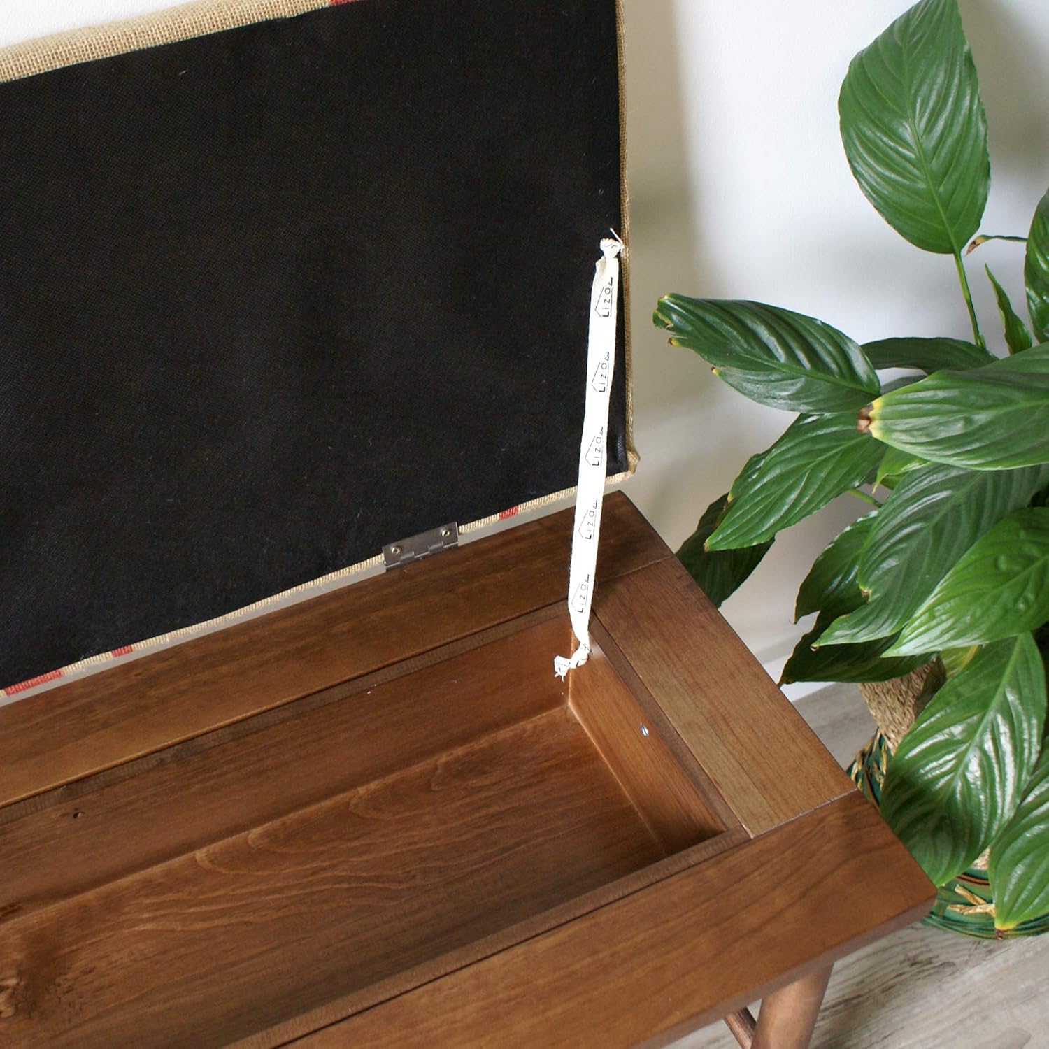 con Asiento Taburete Confortable y Cómodo de Tela Marron Nogal LIZA