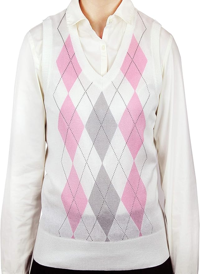 pink and blue argyle sweater vest