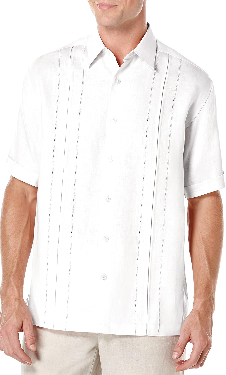 Cubavera Men's Box Pleat Tucking Short Sleeve Woven Shirt, Bright White, Medium at Amazon Menâs 