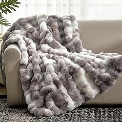 Cozy Bliss Faux Fur Throw Blanket for Couch, Fuzzy