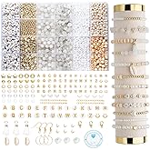 Xylise Jewelry Making Supplies Kit Natural Stone Beads for Irregular Natural Stone with for DIY Craft Bracelet Necklace Earrings for Adults (White Jade)