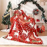 Christmas Throw Flannel Blanket, Winter Home Decor for Red Christmas Tree Fleece Fuzzy Soft Warm Room Blanket for Couch,Chair,Sofa,Dorm, 50"x60"