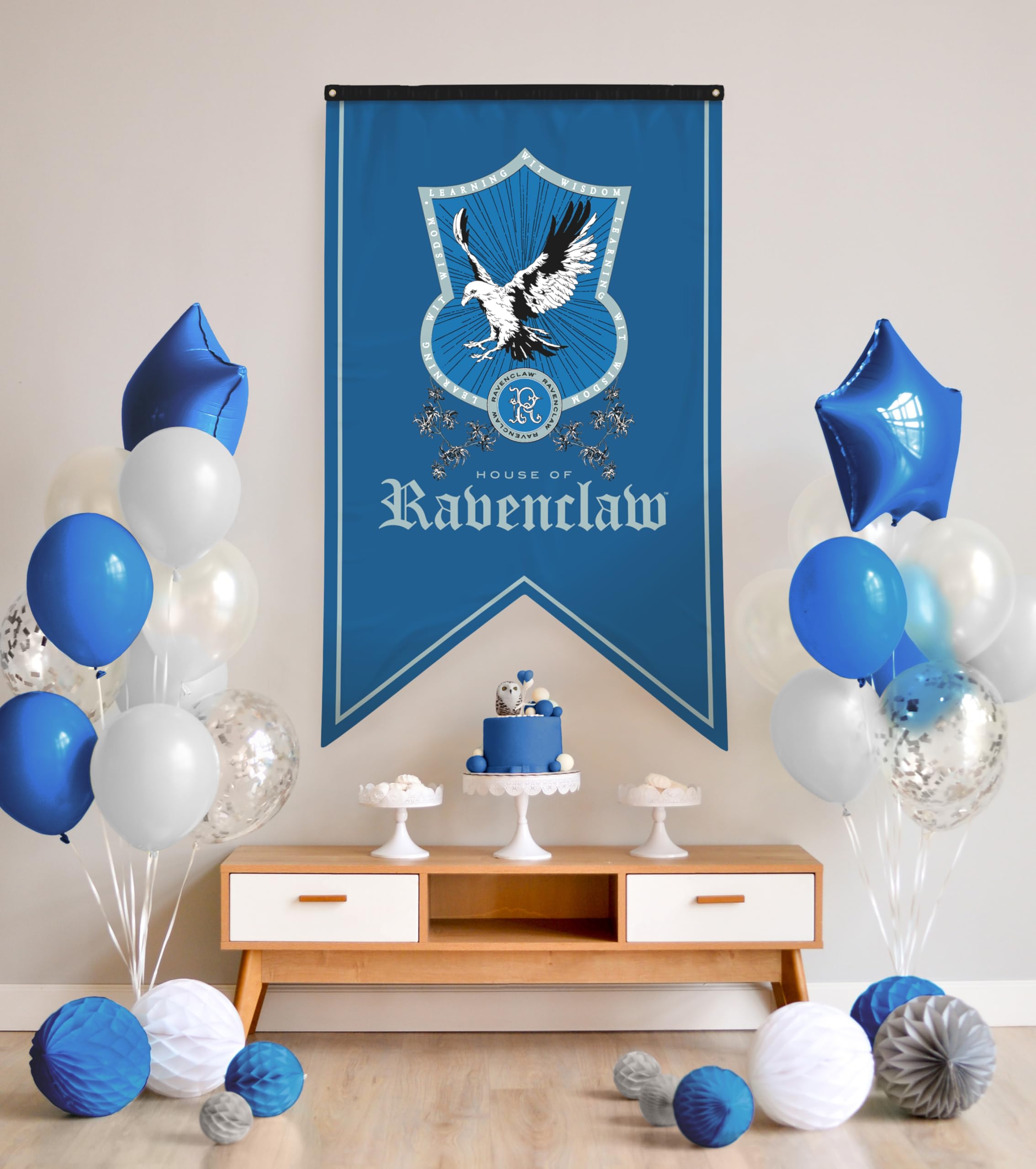Conquest Journals Harry Potter Ravenclaw Crest Banner, 30'' x 50'' Extra Large Flag, 300D Oxford Cloth, Banners for Birthday Parties, Party Supplies, Dorm Decorations, Wall Decor, Officially Licensed