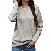QIANZHIDU Women's Loose Crewneck Rib Knit Long Sleeve Pullover Sweater Top
