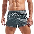 AMY COULEE Mens Satin Shorts Silk Boxers Sexy Split Side Lounge Shorts 3 Inch Pajama bottoms