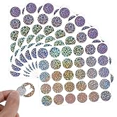 210 Pcs Scratch Stickers 1" Holographic Shiny Scratch Off Stickers Round Scratchs Off Sticker Self Adhesive Labels for Lottery Tickets DIY Raffle Card Party Gift Creating Reward