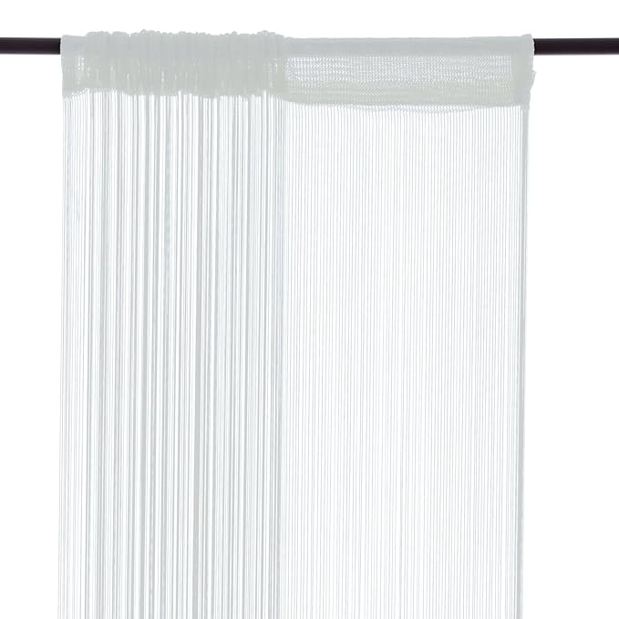 Smartfox Fadenvorhang, 100 x 250 cm in Weiß, Fadengardine Fadenstore Vorhang Schal Faden
