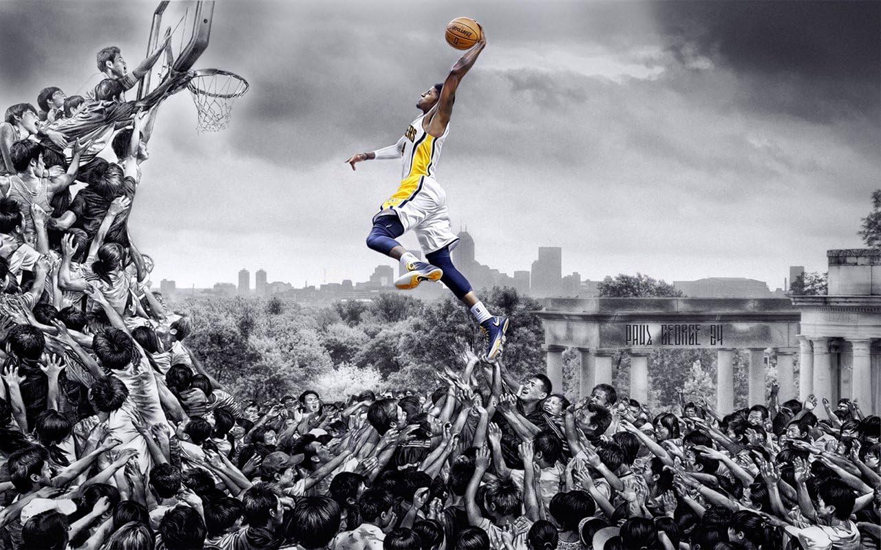 FantasticDecoration Paul George Slam Dunk Indiana Pacers Basketball Poster Art Print 38"x24" B