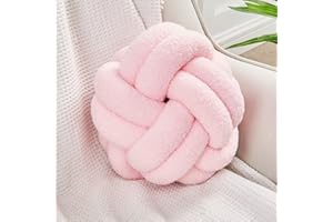 Uvvyui Knot Pillow Ball, Soft Pink Home Decor Knotted Pillows, Handmade Round Plush Throw Pillow, Aesthetic & Cute Large Decorative Pillows for Bed, Floor, Couch, Bedroom Home Decor 8 inches