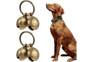 LIQWEI 2Set Copper Bell for Dog Collar, Brass Dog Bells, Extra Loud Collar Bell for Pet Tracking Anti Lost Training Pets Pendant Accessories Anti Theft Bells for Little Dogs & Cats