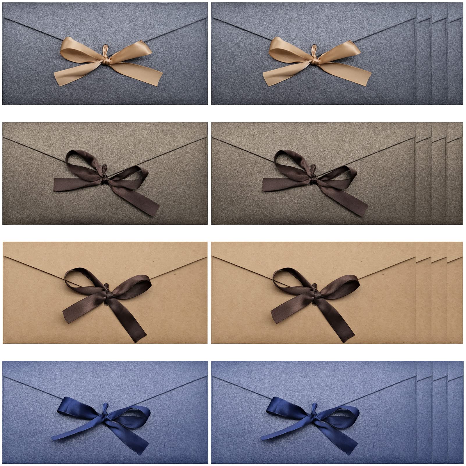 Cisolen 20 Pieces Kraft Paper Envelopes Retro Paper Vintage Kraft Envelope with Bow Envelopes Coloured for Invitations, Greeting Cards Postcards Gifts