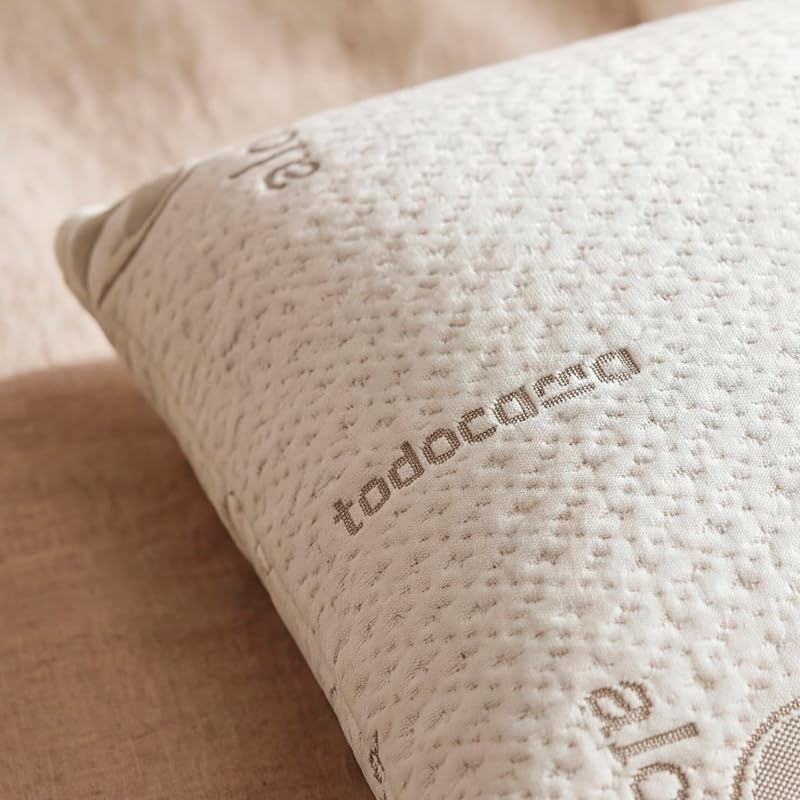 Oreiller viscoélastique en aloès Vera, Noyau Compact viscoélastique pour Le col et Le Cou, fermeté Moyenne-élevée, Double Fermeture éclair (135 cm).