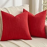 FUTEI Valentine's Day Red Chenille Throw Pillow Covers 18x18 Inch Set of 2,Soft & Cozy Meteor Dotting Textured Cushion Cases,Modern Home Decor for Couch Living Room