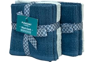 PH Pleasant Home Ribbed Wash Cloths Set - 12 Pack (12” x 12”) – 509 GSM - 100% Ring Spun Cotton Wash Cloth - Super Soft and Highly Absorbent Face Towels (Dark Blue & Light Blue)