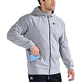 BROKIG Mens Stealth Zip Up Hoodie,Full-Zip Track Running Jacket Hooded Sportswear,Soft Casual Gym Hoodie Sweatshirts