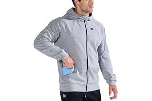 BROKIG Mens Stealth Zip Up Gym Hoodies,Full-Zip Workout Running Jacket Warm Casual Light Hooded Sweatshirts with Pockets