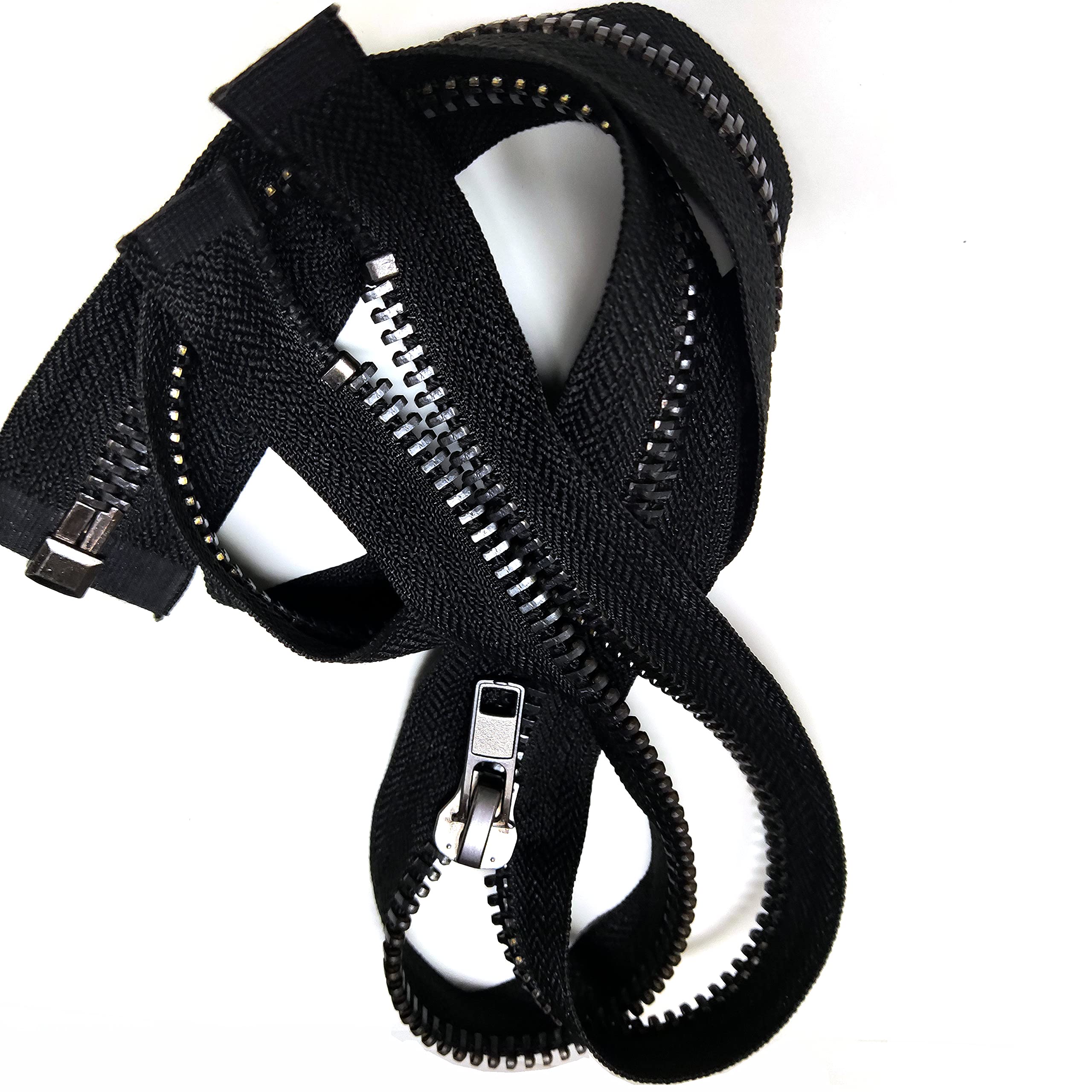 Leekayer #10 26 Inch Black Metal Zipper Separating Zipper for Sewing Jacket Crafts Dress Bag Coats Heavy Duty DIY Handmade Replacement Zippers (66cm Balck Nickel)