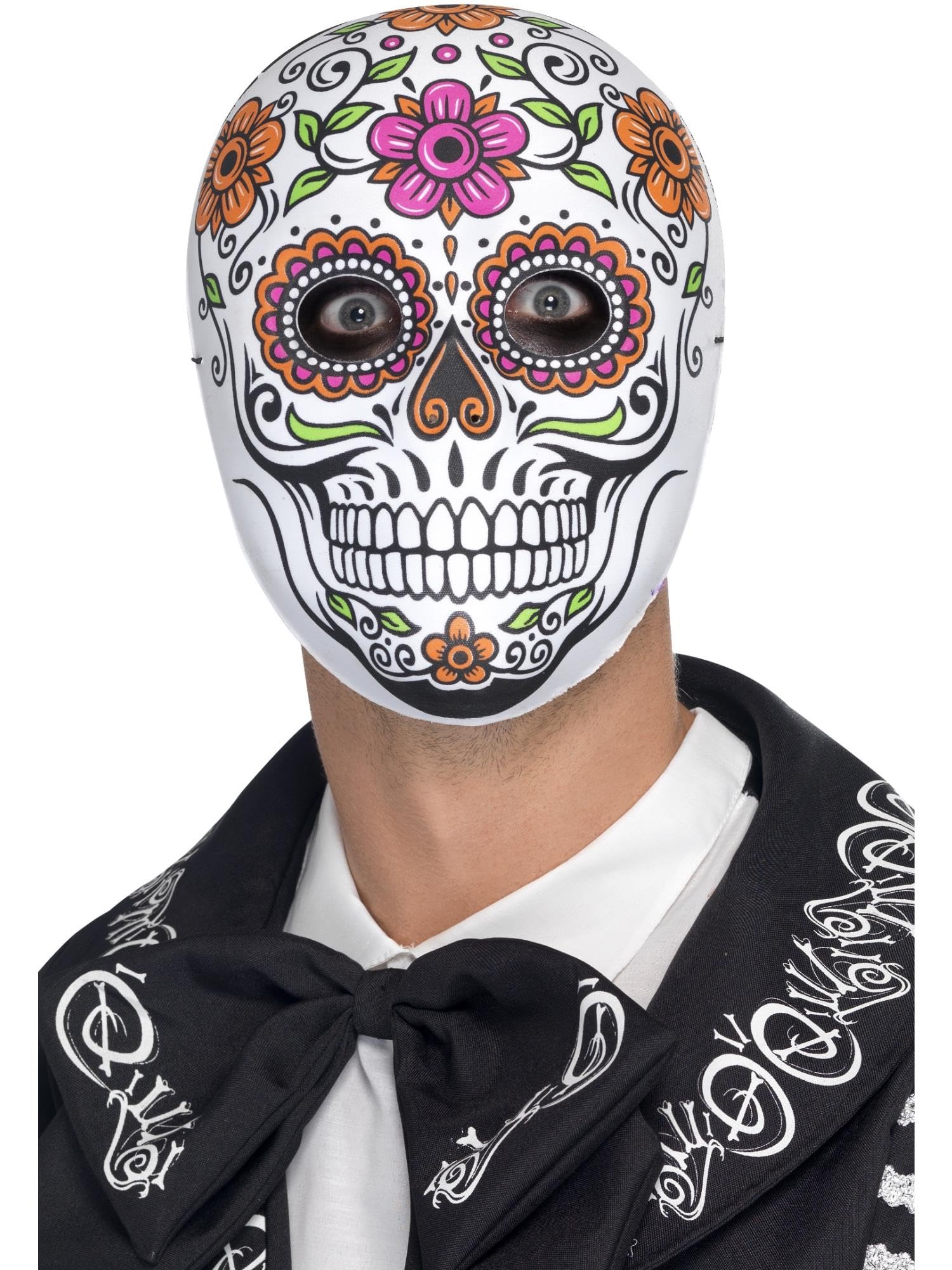 Smiffys Se±or Bones Mask, White , Mexican Day of The Dead/Sugar Fancy Dress, Adult Dress Up Masks Halloween
