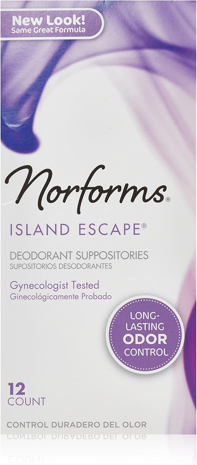 Norforms Island Escape Deodorant Vaginal Suppositories – 36 Count, 3 Boxes, Women’s Health