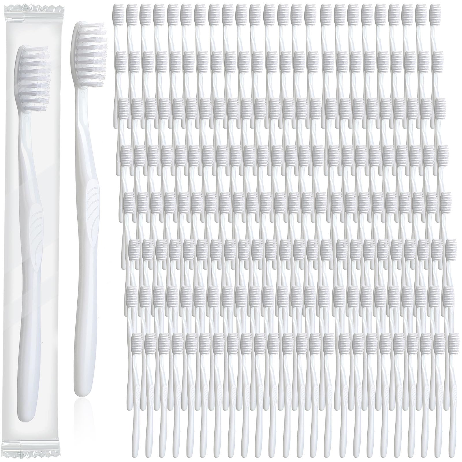 Photo 1 of Tessco 500 Pcs Disposable Toothbrushes Individually Wrapped Soft Bristle Tooth Brush Set Travel Toothbrushes Bulk for Adults Oral Hygiene Dental Care Camping Guestroom Hotel(White)