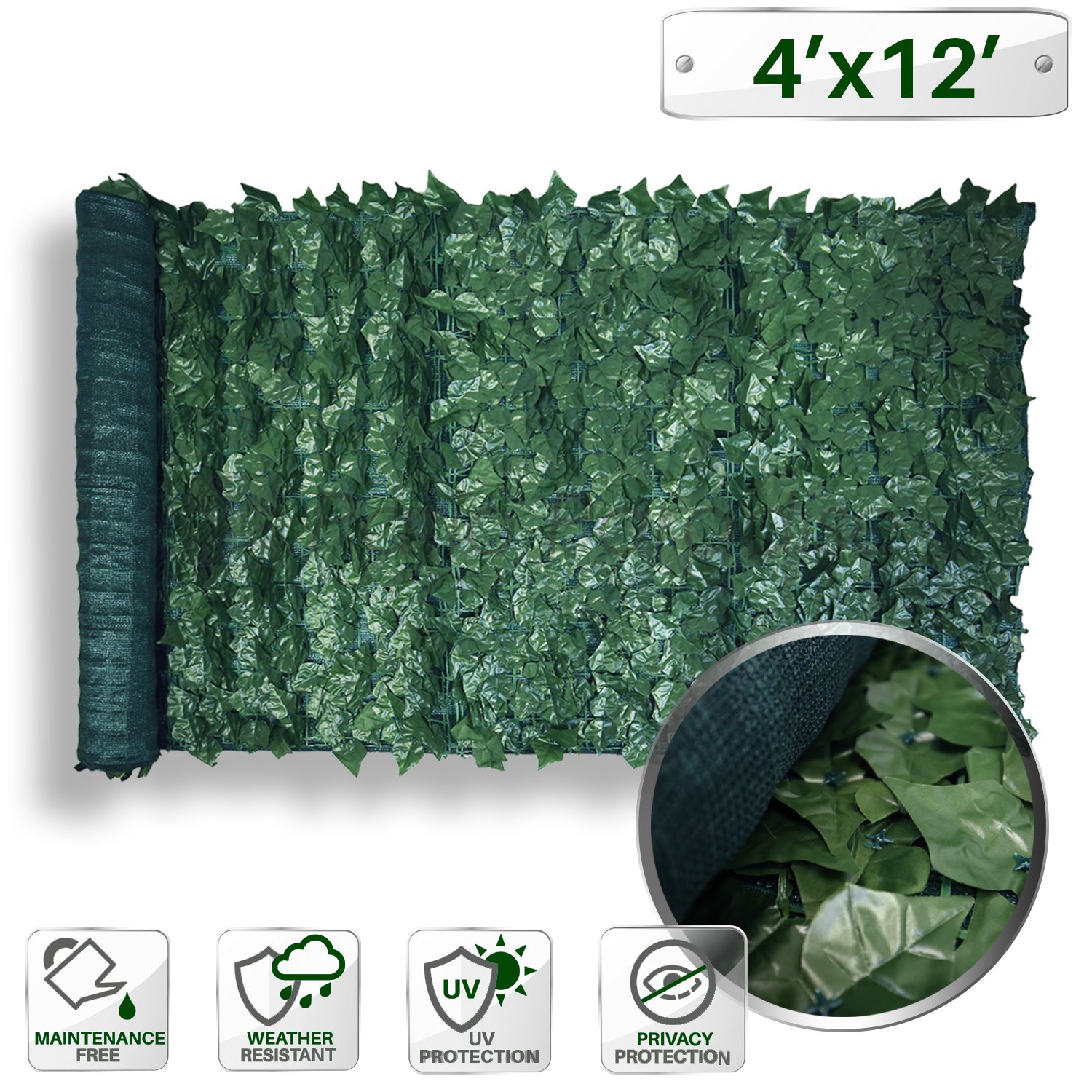 Patio Paradise 4' x 12' Faux Ivy Privacy Fence Screen with