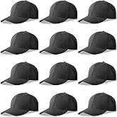 NOBONDO 12 Pack Unisex Baseball Caps - Bulk Wholesale Blank Plain Adjustable Hats for Men & Women