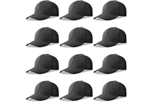 NOBONDO 12 Pack Unisex Baseball Caps - Bulk Wholesale Blank Plain Adjustable Hats for Men & Women