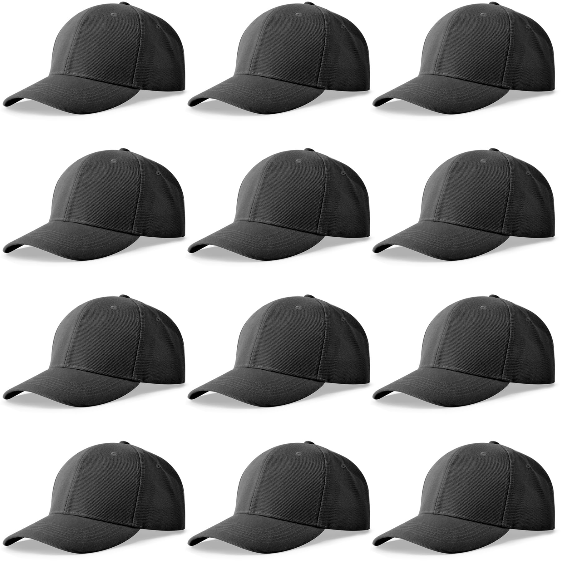 Photo 1 of NOBONDO 12 Pack Unisex Baseball Caps - Bulk Wholesale Blank Plain Adjustable Hats for Men & Women - Black