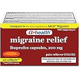 A+Health Ibuprofen Migraine 200 Mg Softgels, Pain Reliever (NSAID), Made in USA, 20 Count