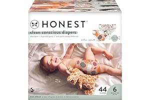 The Honest Company Clean Conscious Diapers | Plant-Based, Sustainable | Fall '23 Limited Edition Prints | Club Box, Size 6 (35+ lbs), 44 Count
