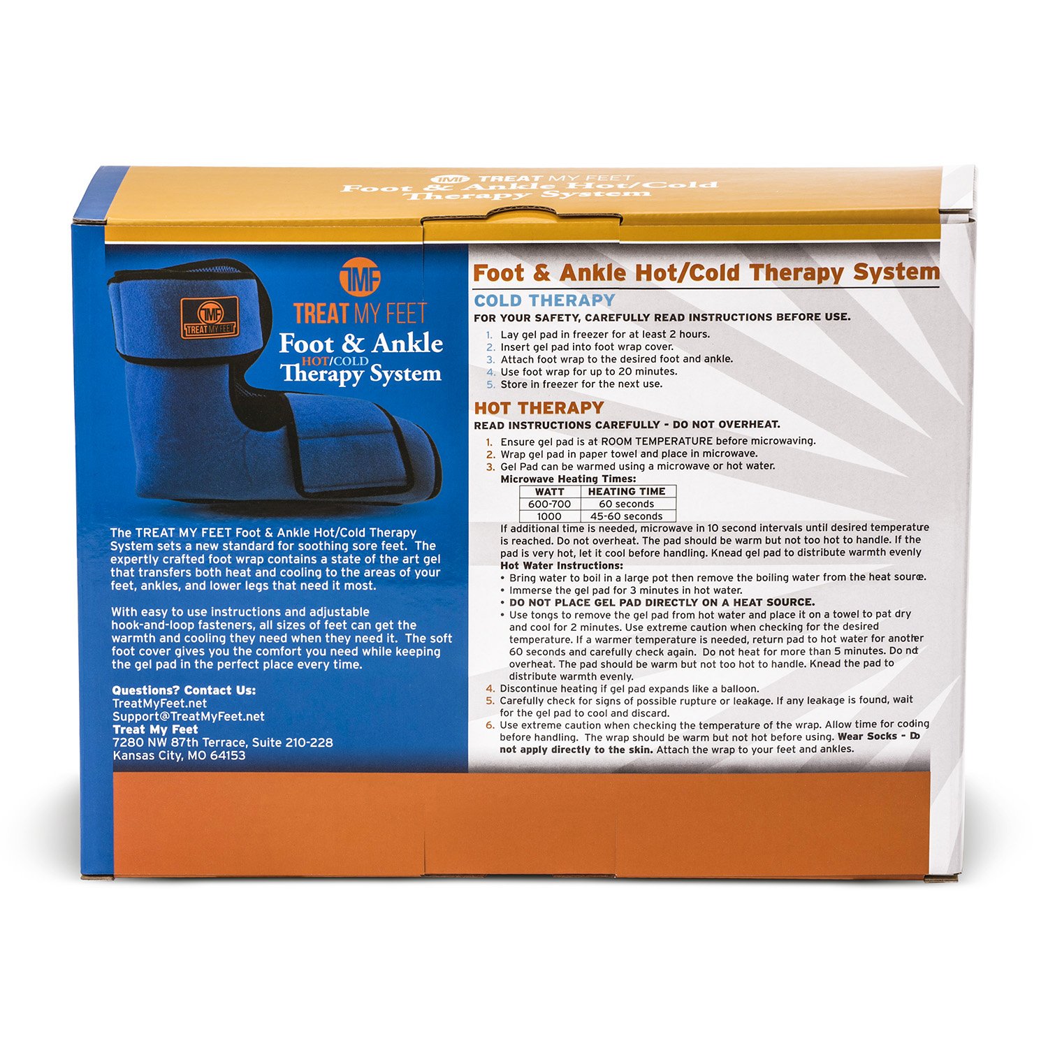 Foot & Ankle Pain Relief Hot/Cold Boot Foot Wrap - Effectively relieve foot and ankle aches & PAINS using compression gel wrap - Heated or Cooled, Extra Ice Pack Targets All Areas - FDA Registered