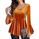 Furnex Blouses for Women Dressy Casual Long Sleeve Babaydoll Shirts Peplum Tops Square Neck Fashion Fall Clothes 2025