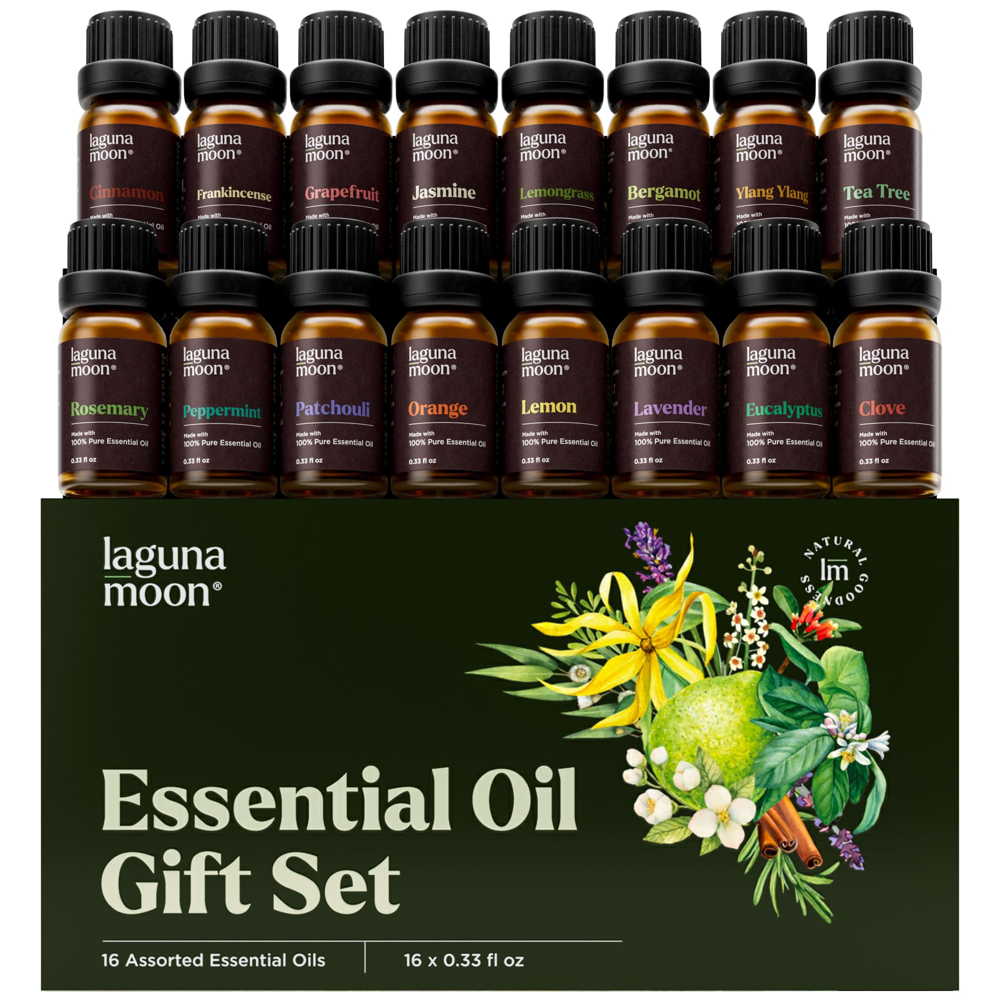 Essential Oils Set - 16 Pcs Premium Grade Home Essentials Oils - for Diffusers, Fragrance, Scents for Candle Making, Soap, Slime - Natural Aromatherapy Oils for Skin & Hair - Home, Office, Car