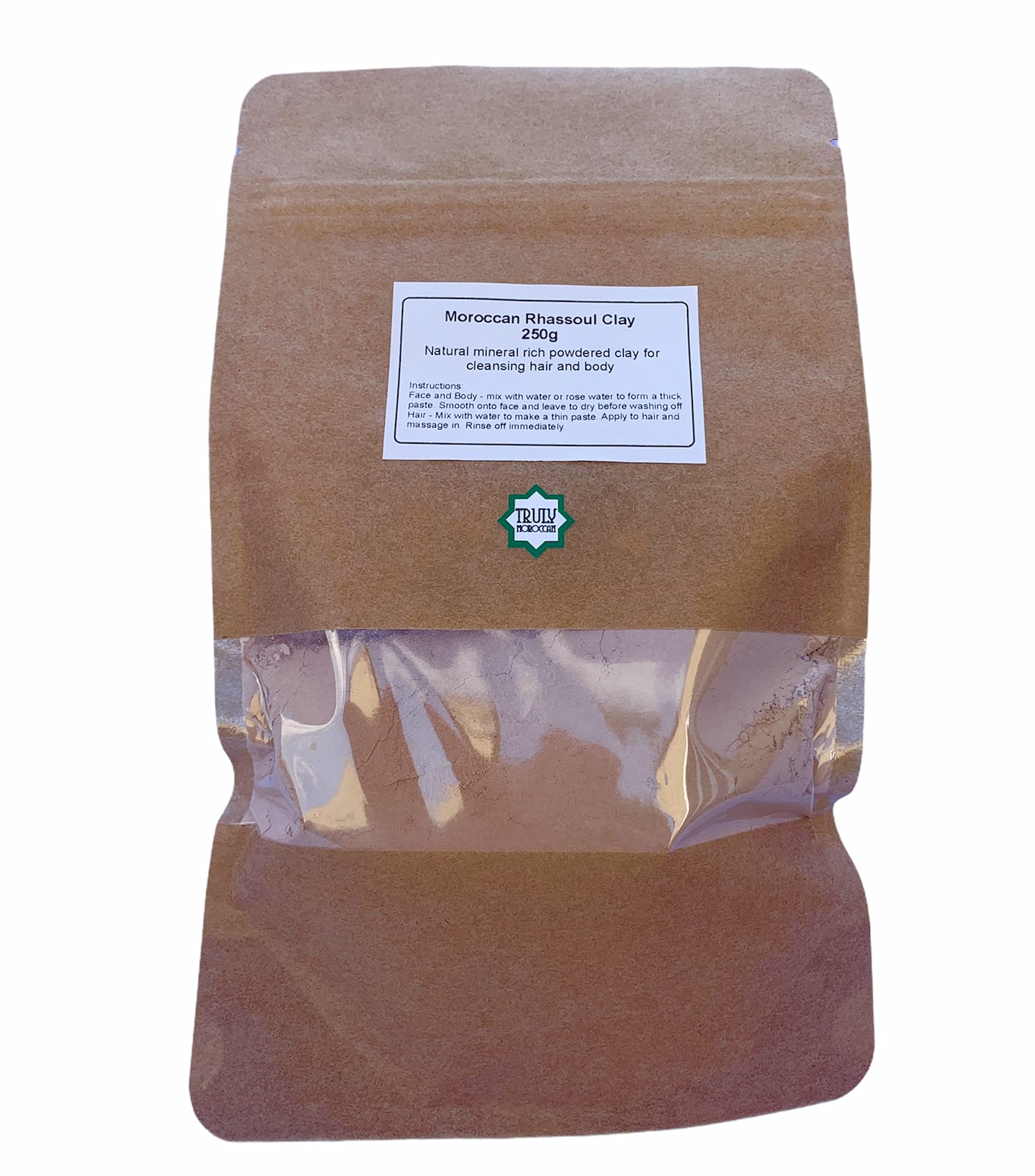 Rhassoul Clay, Hair & Face Mask for Deep Pore Cleansing - 250g - Ultra Pure Moroccan Ghassoul