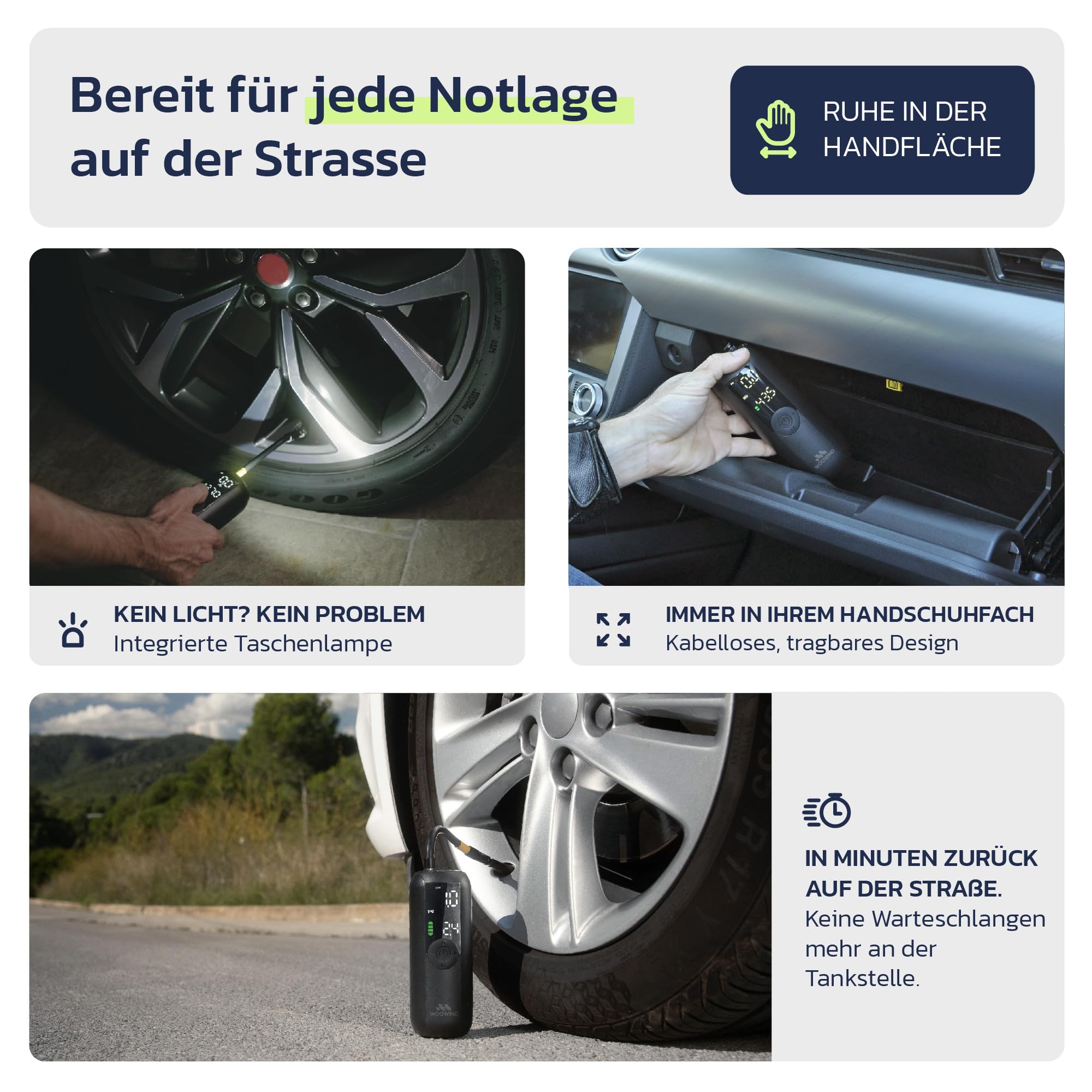 Woowind Luftpumpe Fahrrad für Auto, Fahrrad & Moto, Auto-Stopp, 10,3 BAR 7