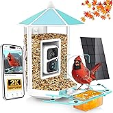 Bird Feeder with Camera - All-Metal Chewproof Smart Camera Bird Feeder Solar Powered, 2K Live Stream for Outdoor,AI Identify Auto Capture Videos, Weatherproof Heavy Duty, Gifts for Mom Dad