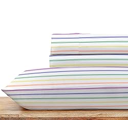 California Design Den Rainbow Stripe Twin-XL Sheets