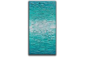 JELRINR Modern Abstract Art Oil Painting on Canvas Hand Painted Texture blue-green Abstract Canvas Wall Art Decoration Contemporary Artwork Framed Ready to Hang 24x48inch