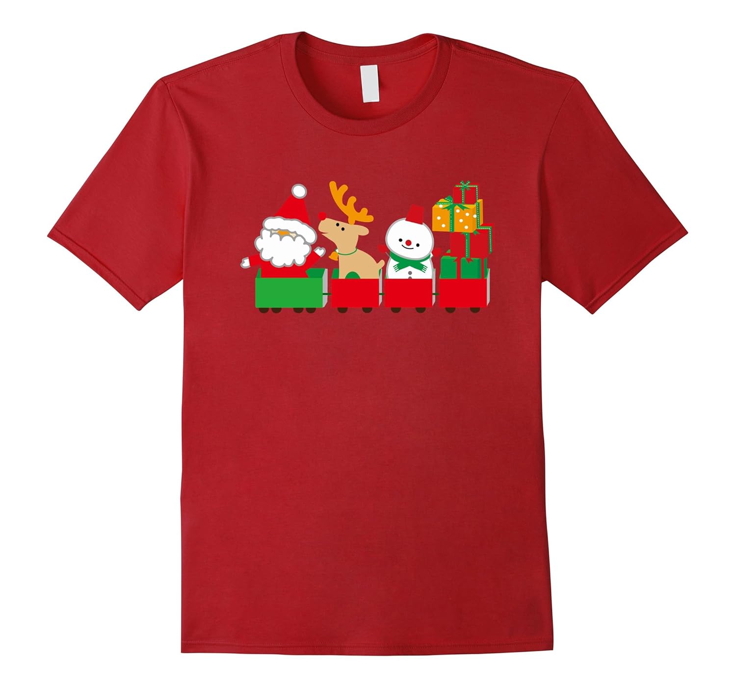 Cute Santa Claus Reindeer Snowman Gifts Train T-Shirt-ANZ