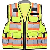 AdirPro Surveyor Safety Vest with Pockets - High visibility Reflective Construction Vest