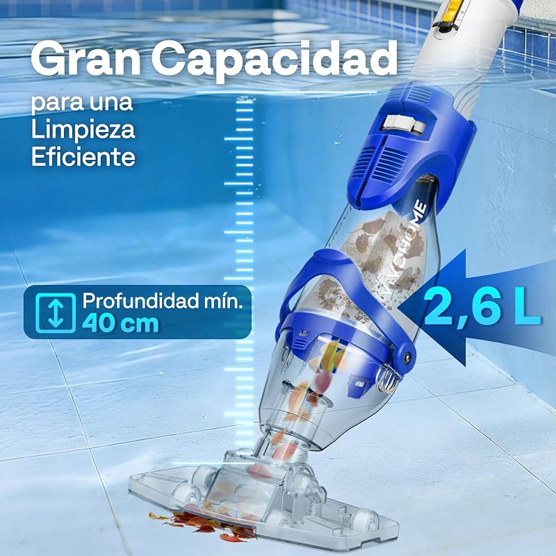Limpiador Portátil para Piscina con Pértigas Telescópicas 250cm