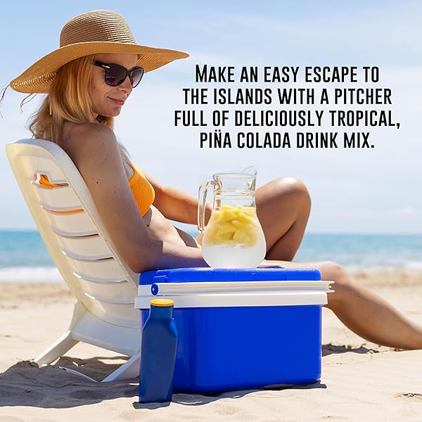 MARGARITAVILLE GALLONS TO GO POWDERED DRINK MIX, 8-COUNT BOX– PINA COLADA – LOW CALORIE AND ZERO SUGAR DRINK MIX, EACH STICK MAKES 1 GALLON-SIZED PITCHER