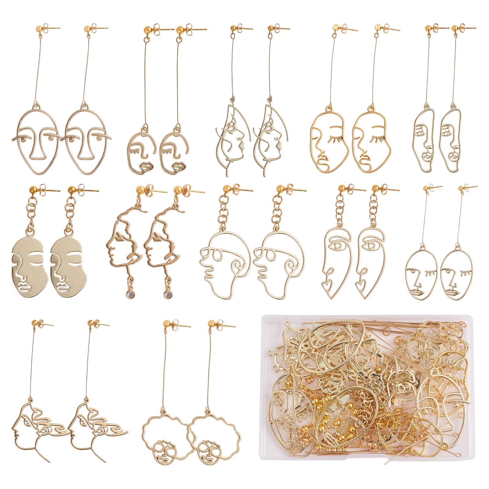 WEWAYSMILE 206 pcs Geometric Earring Making Starter Kit, Geometric Earring Making Kit, Women Earring Making Starter Kit, for Jewelry Repair and DIY Earring Making