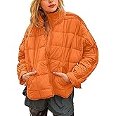 Omoone Women's Quilted Puffer Jacket Zip Up Oversized Lightweight Padded Down Coat Outerwear