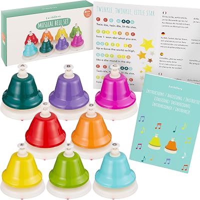 THE TWIDDLERS 8 Rainbow Desk Bells with Songbook Educational Toy